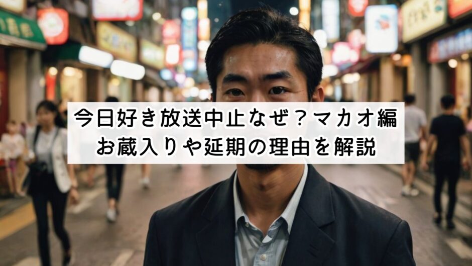 今日好き放送中止なぜ？マカオ編お蔵入りや延期の理由を解説